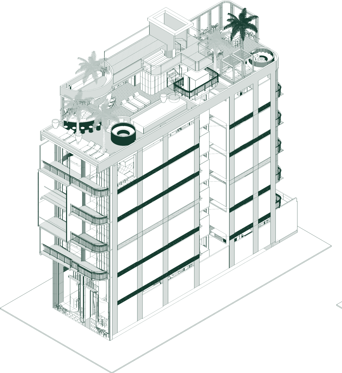 Isométrico fachada exterior